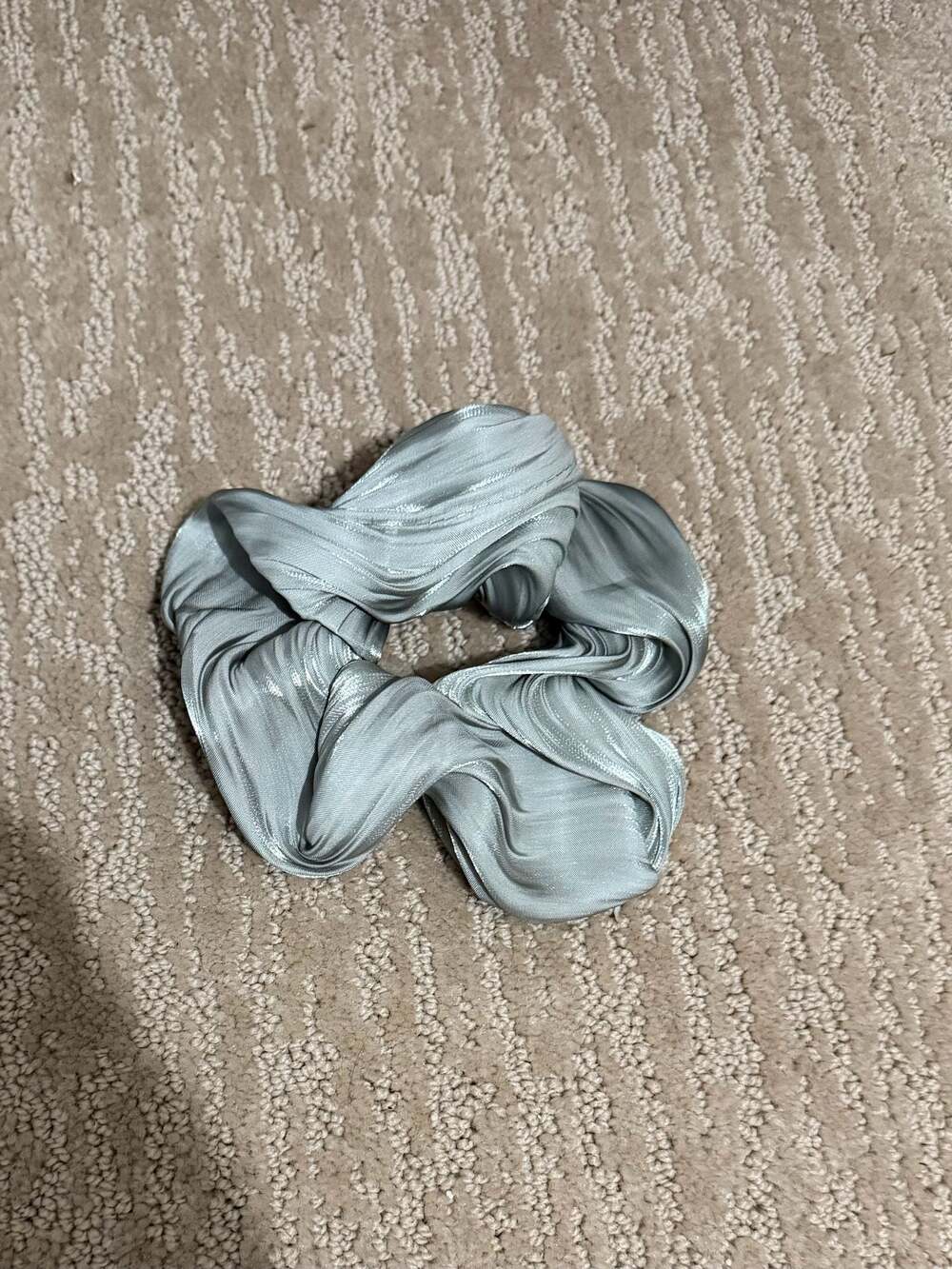 Kaxi Green Pleated Satin Scrunchie